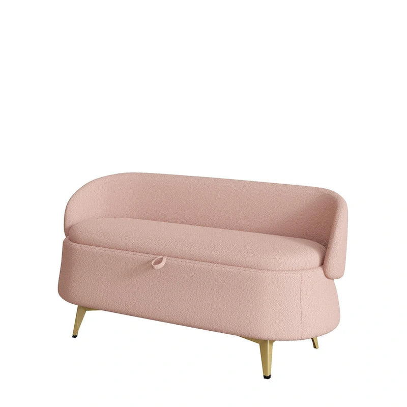 Gray Rectangular Storage Bench with Metal Legs