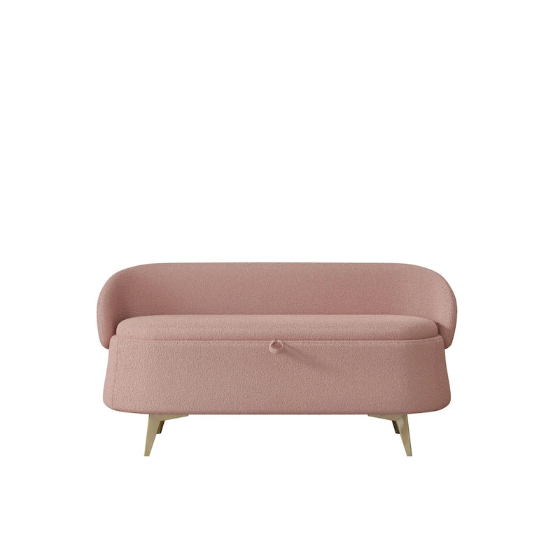 Gray Rectangular Storage Bench with Metal Legs