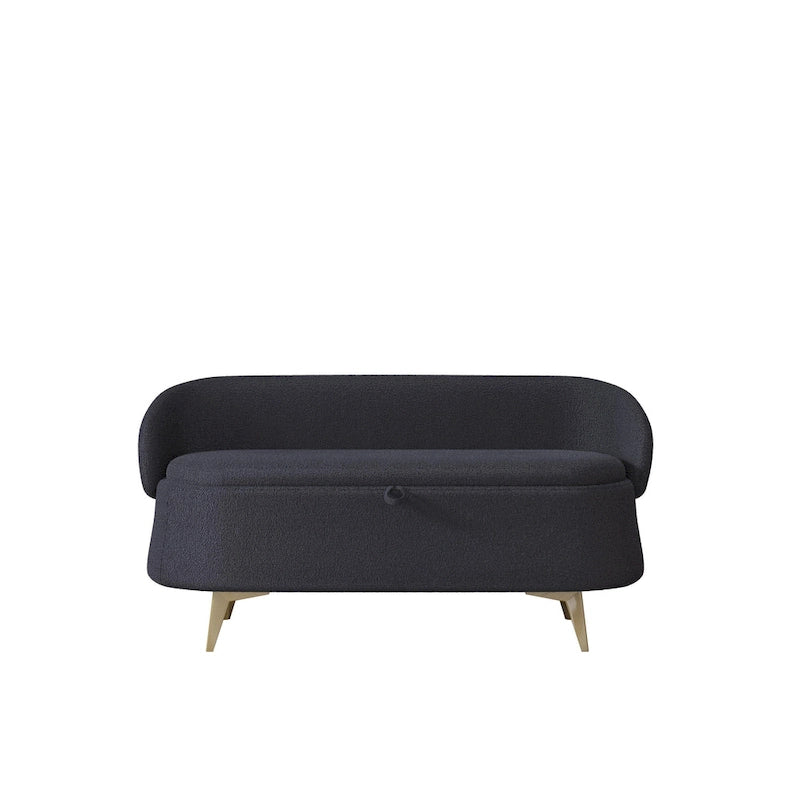 Gray Rectangular Storage Bench with Metal Legs