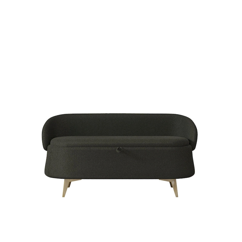Gray Rectangular Storage Bench with Metal Legs
