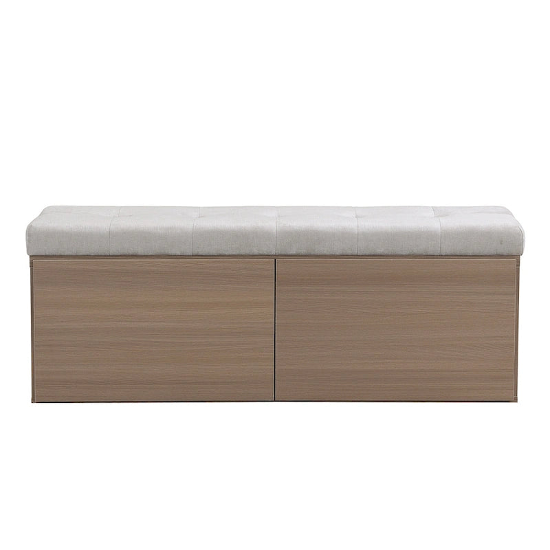 Upholstered Shoe Storage Bench with Cushioned Seat - 49 Inch