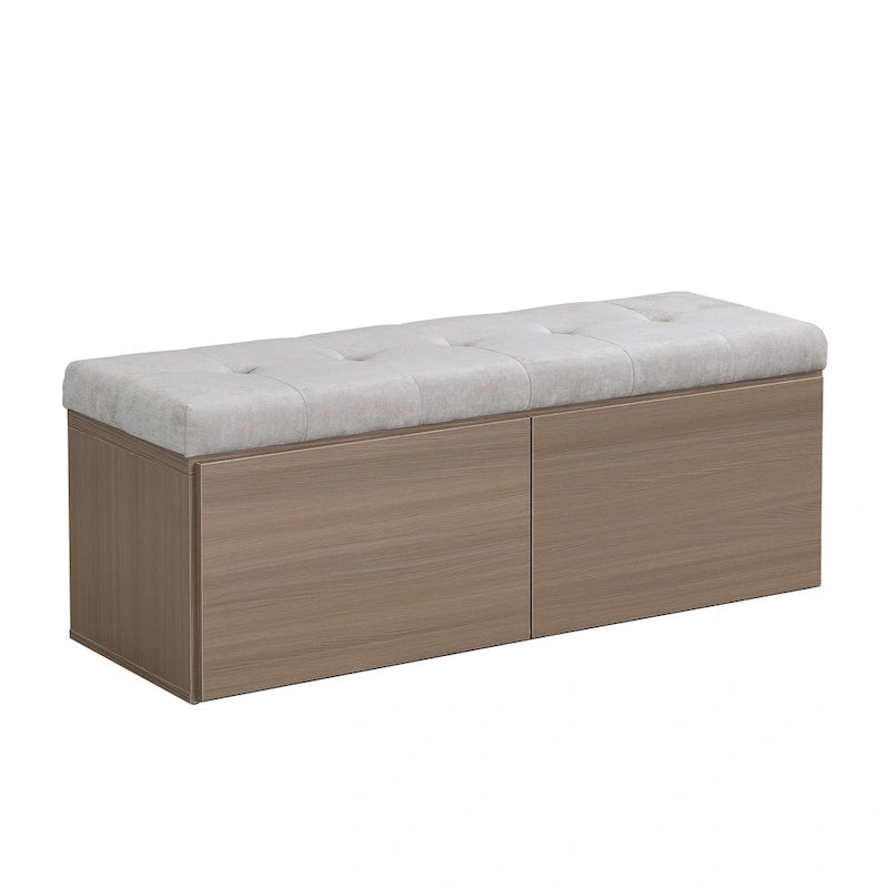 Upholstered Shoe Storage Bench with Cushioned Seat - 49 Inch