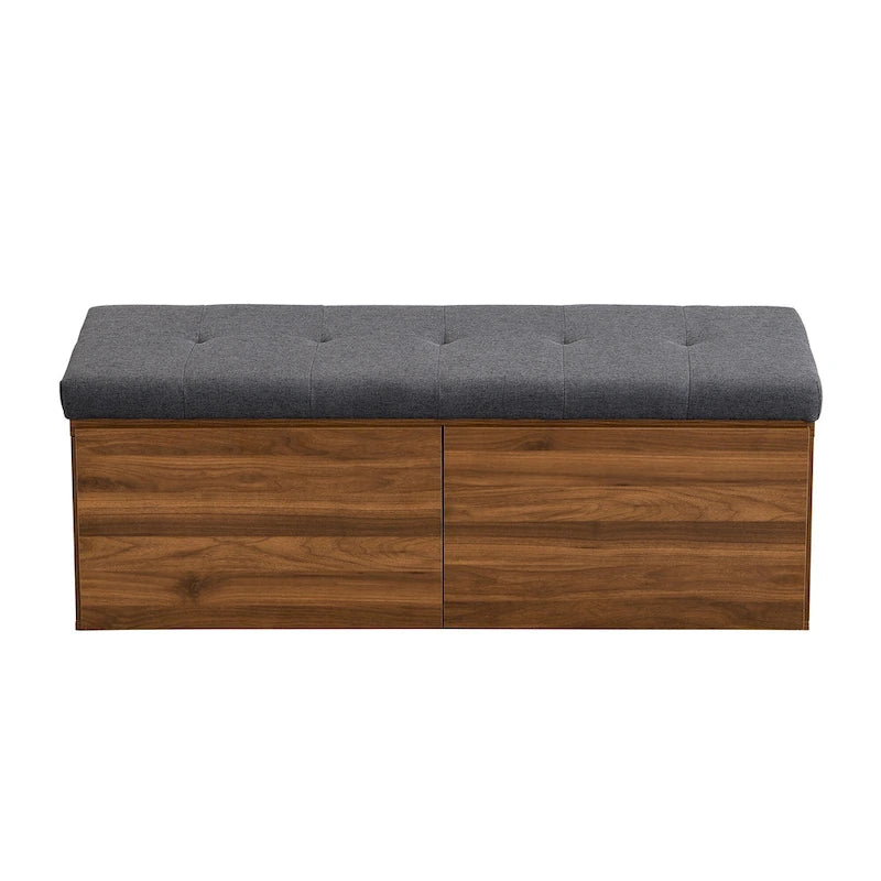 Upholstered Shoe Storage Bench with Cushioned Seat - 49 Inch