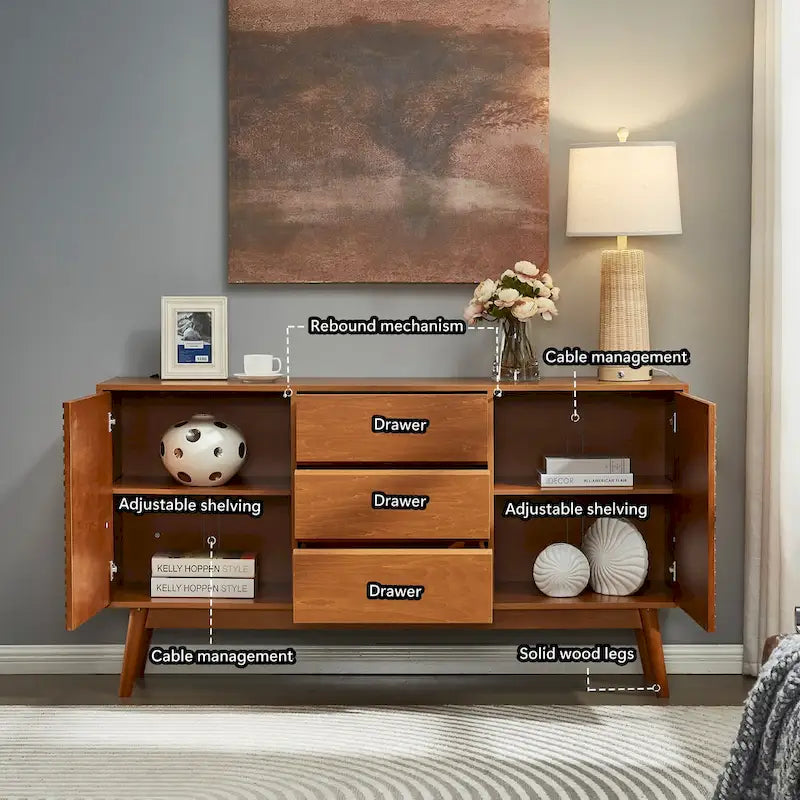 Wood Grain TV Stand for TVs up to 65 inches