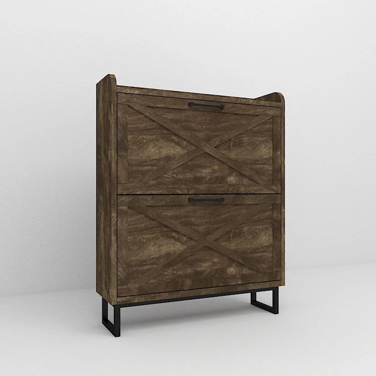 White Tall Shoe Cabinet with Drawers for 24-32 Pairs