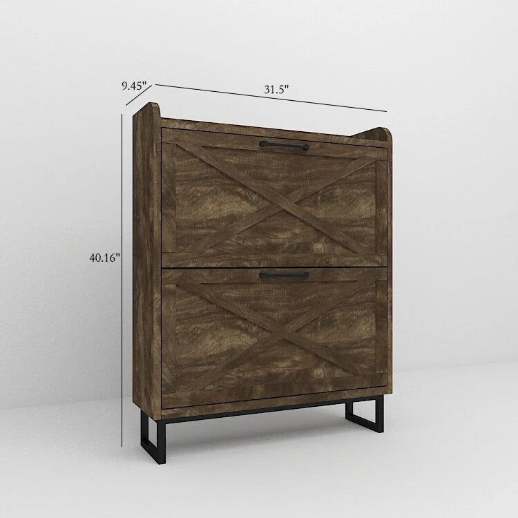 White Tall Shoe Cabinet with Drawers for 24-32 Pairs