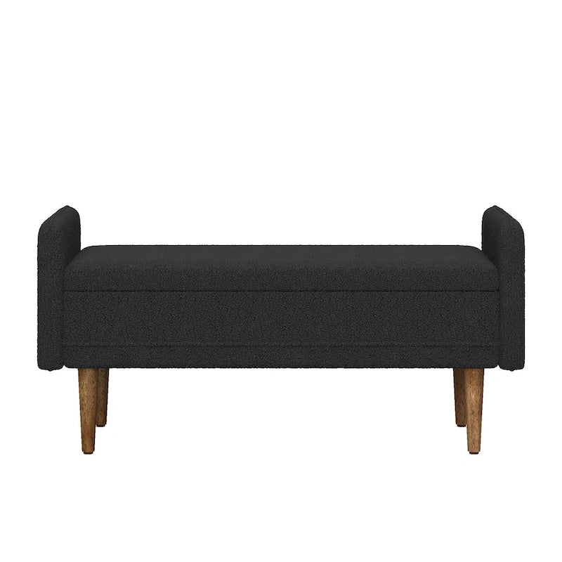 Beige Linen Storage Bench for 2-3 People