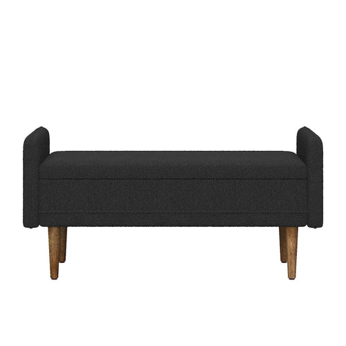 Beige Linen Storage Bench for 2-3 People
