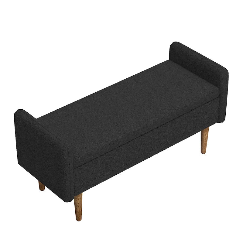 Beige Linen Storage Bench for 2-3 People