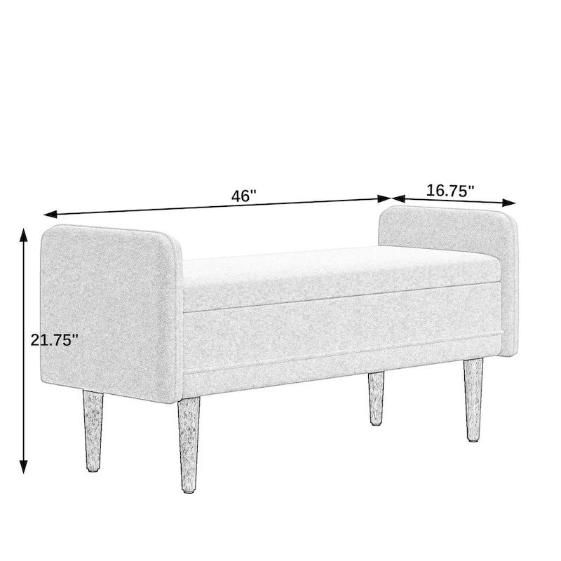 Beige Linen Storage Bench for 2-3 People
