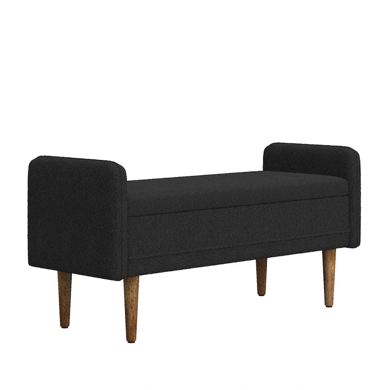 Beige Linen Storage Bench for 2-3 People