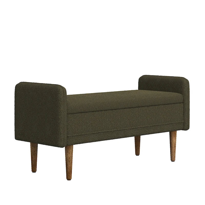 Beige Linen Storage Bench for 2-3 People