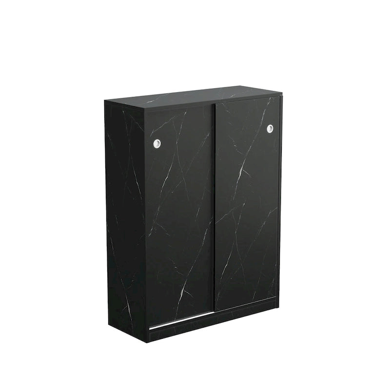 White Marble Sliding Door Shoe Cabinet with 6 Layers for 30 Pairs