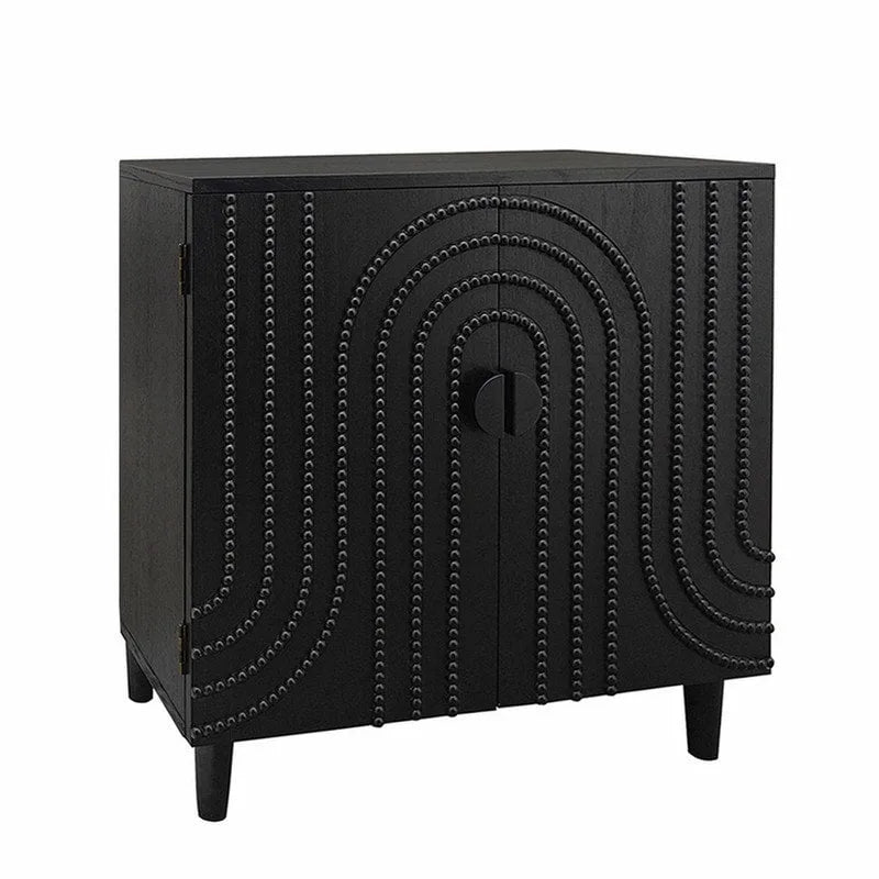 Black Wood Storage Cabinet with 2 Doors for Living Room