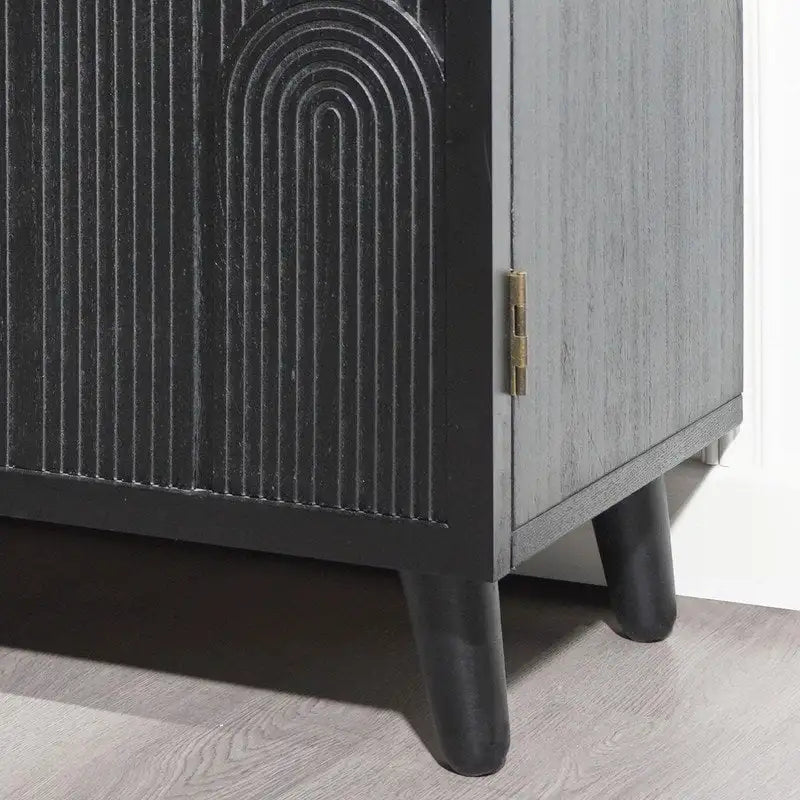 Black Wood Storage Cabinet with 2 Doors for Living Room