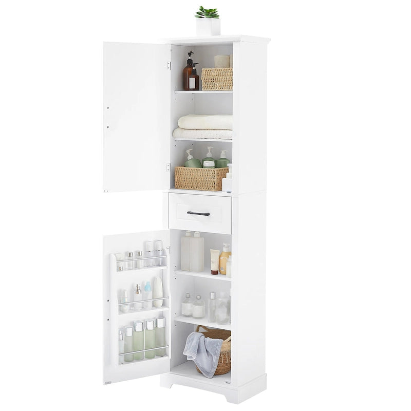White Freestanding Storage Cabinet with Two Doors and Adjustable Shelves