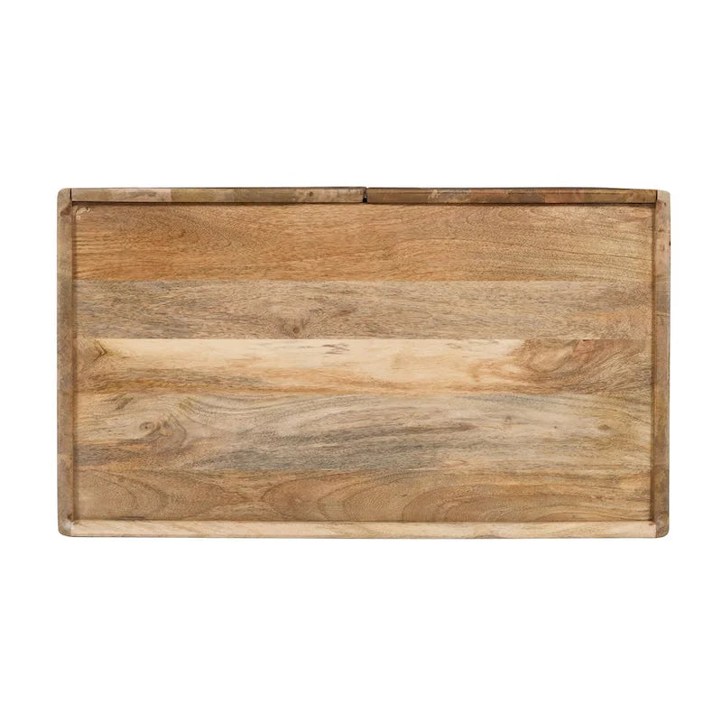 Natural Wood Storage Cabinet with Fluted Design - 28W