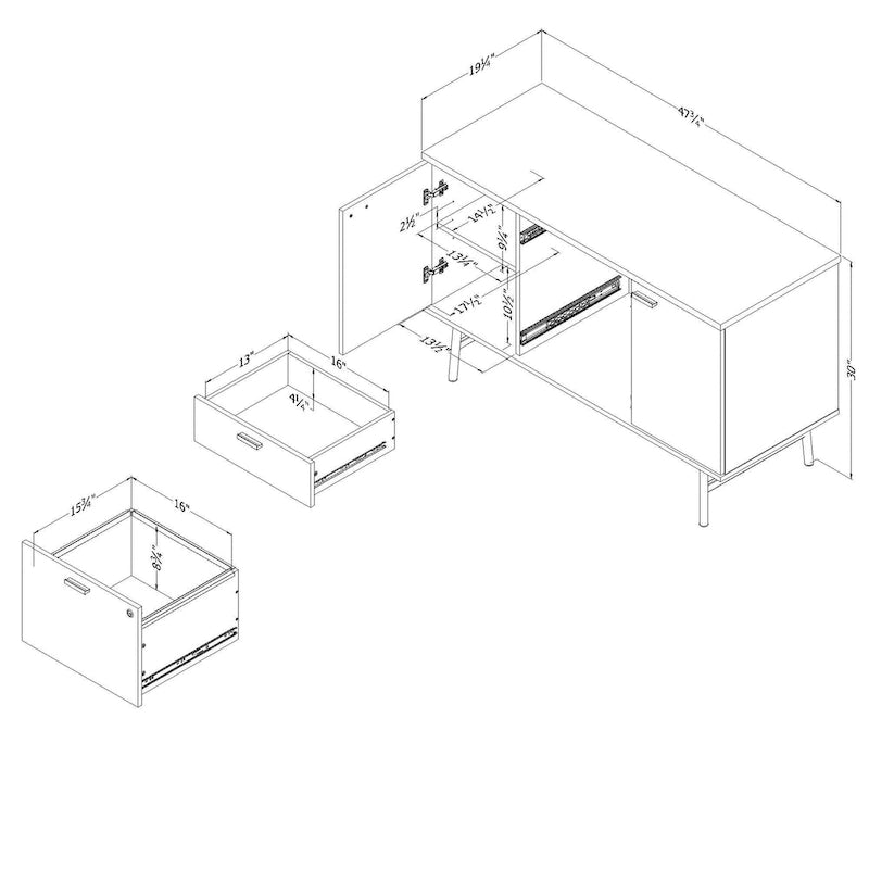 Contemporary Office Credenza with File Drawer