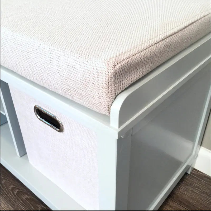 Grey Solid Wood Entryway Bench with Storage Cubbies for 2 Adults