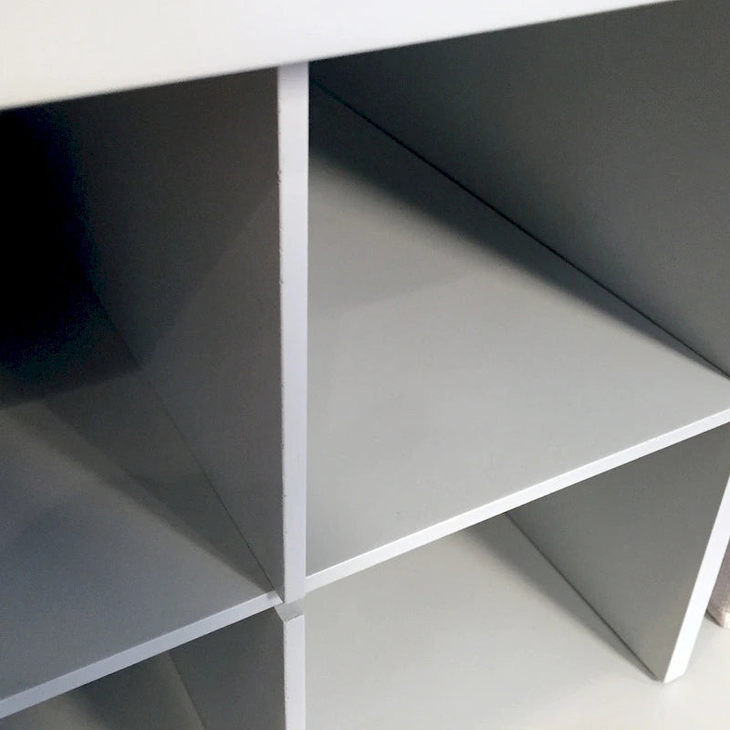 Grey Solid Wood Entryway Bench with Storage Cubbies for 2 Adults