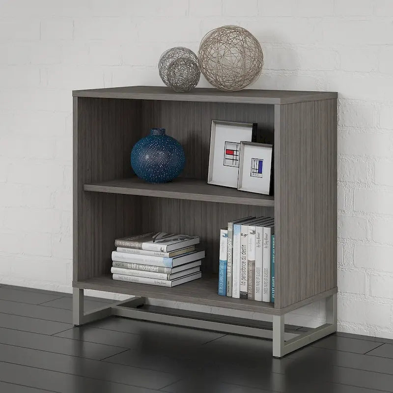 2-Shelf Bookcase Cabinet with Metal Base - Multiple Colors Available