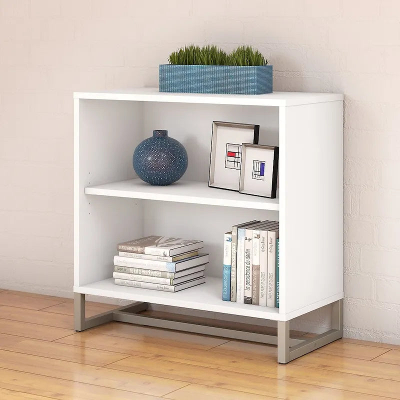 2-Shelf Bookcase Cabinet with Metal Base - Multiple Colors Available