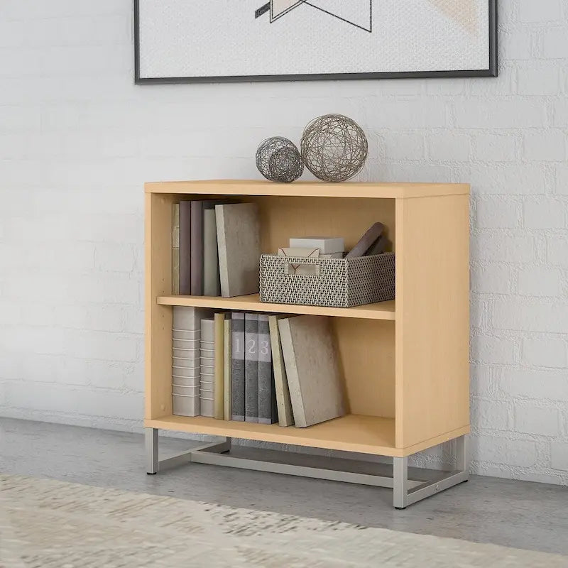 2-Shelf Bookcase Cabinet with Metal Base - Multiple Colors Available