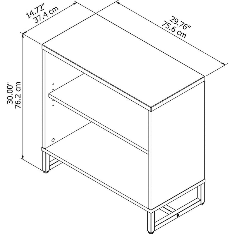2-Shelf Bookcase Cabinet with Metal Base - Multiple Colors Available