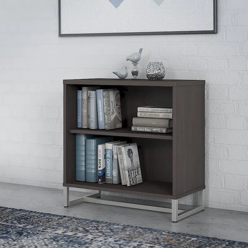 2-Shelf Bookcase Cabinet with Metal Base - Multiple Colors Available