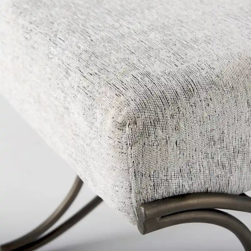 Gray Fabric Upholstered Bench with Gold Metal Legs