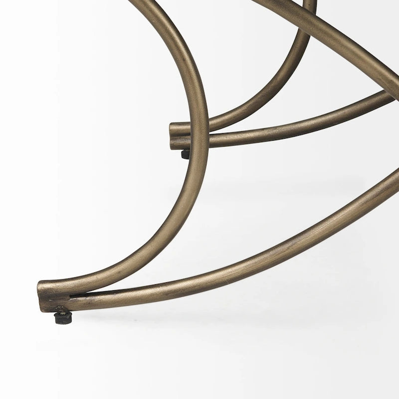 Gray Fabric Upholstered Bench with Gold Metal Legs