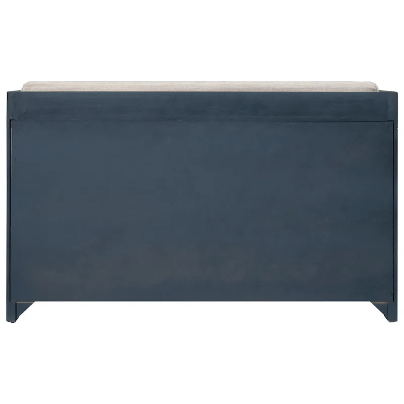 Rustic Wood Storage Bench with Cushioned Seat - 2 Drawers & Basket