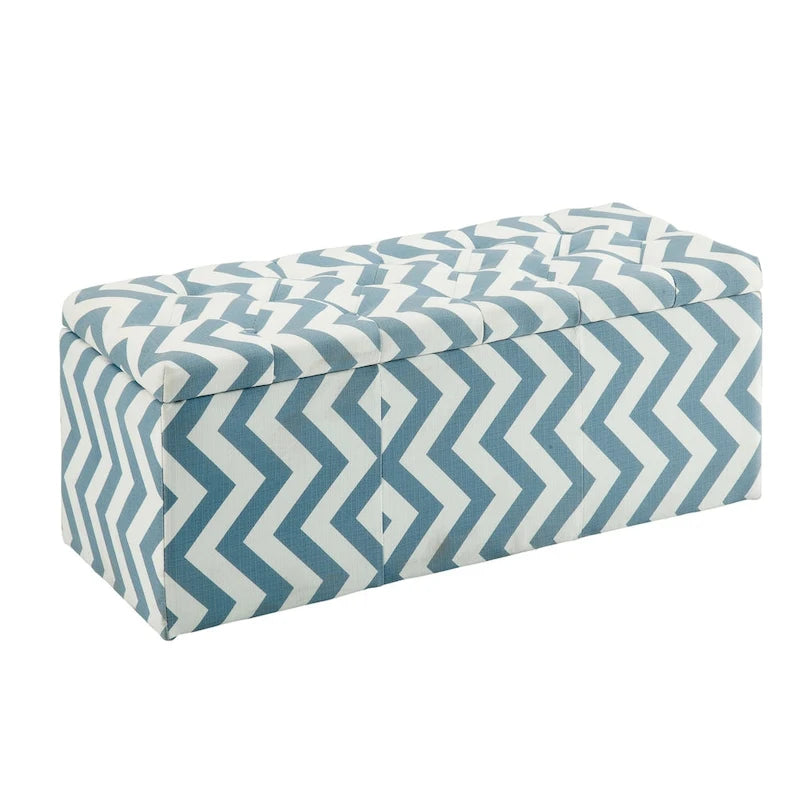 Contemporary Chevron Pattern Storage Bench with Lift-Top - Available in Multiple Colors