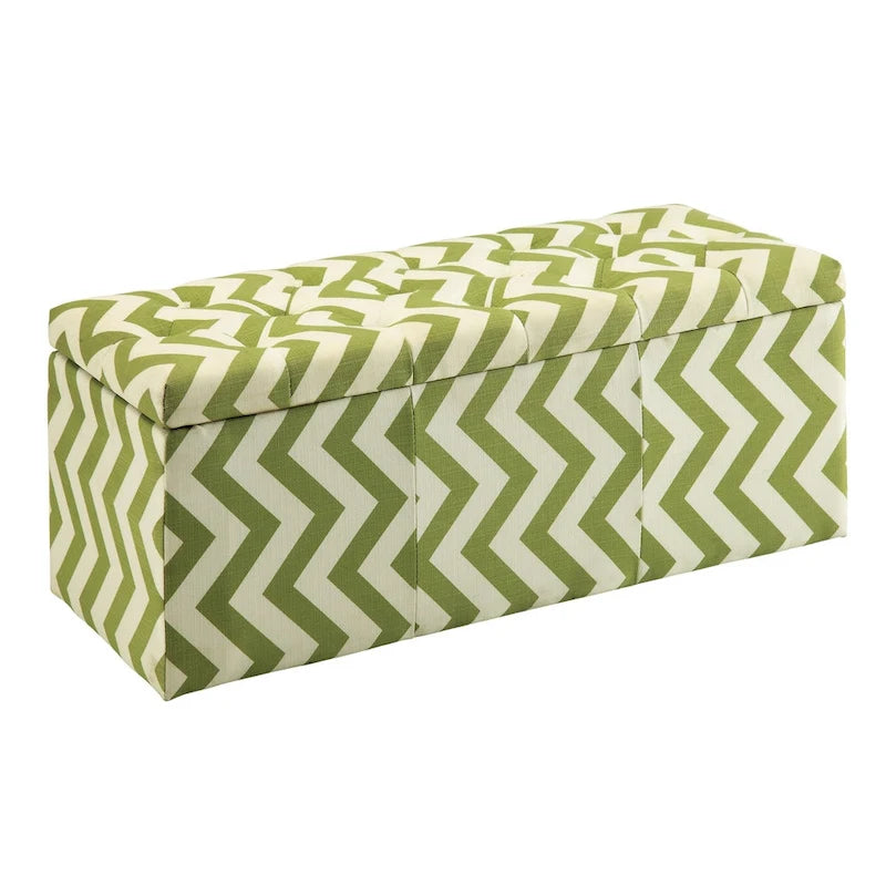Contemporary Chevron Pattern Storage Bench with Lift-Top - Available in Multiple Colors