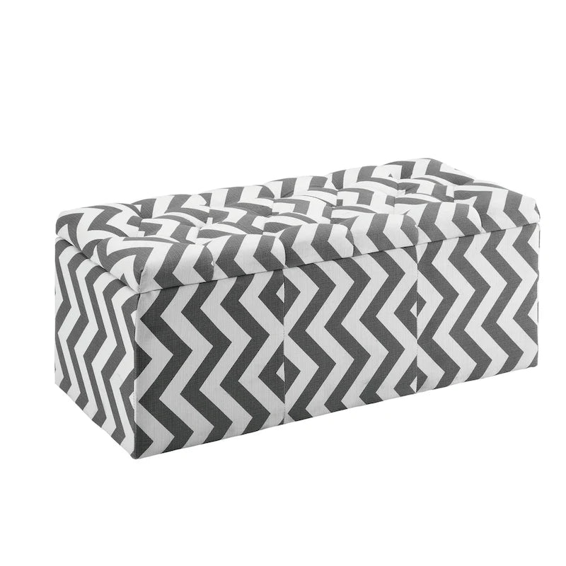 Contemporary Chevron Pattern Storage Bench with Lift-Top - Available in Multiple Colors