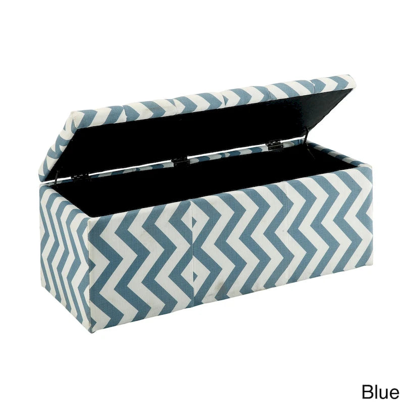 Contemporary Chevron Pattern Storage Bench with Lift-Top - Available in Multiple Colors