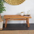 Brown Reclaimed Wood Bench with Trestle Legs - Rustic Style - Seats 2