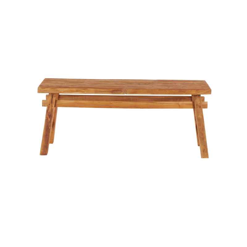 Brown Reclaimed Wood Bench with Trestle Legs - Rustic Style - Seats 2