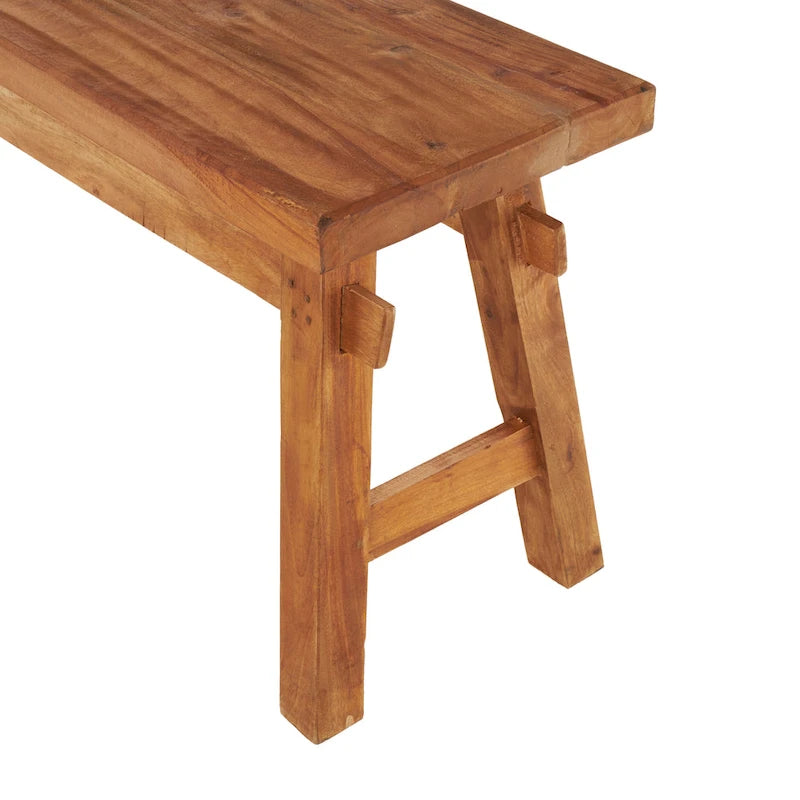 Brown Reclaimed Wood Bench with Trestle Legs - Rustic Style - Seats 2