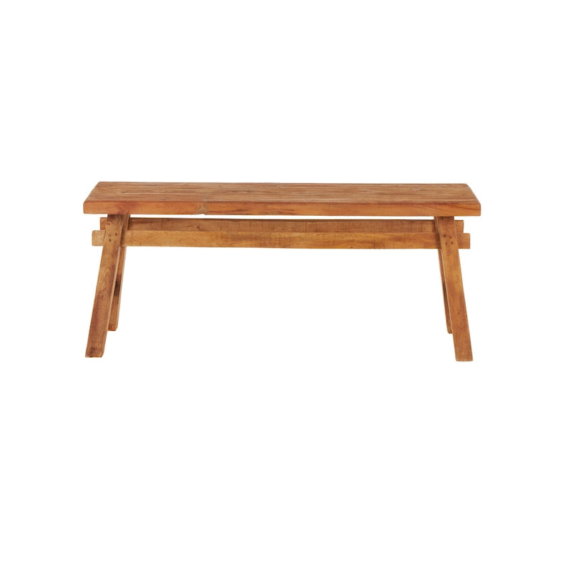 Brown Reclaimed Wood Bench with Trestle Legs - Rustic Style - Seats 2