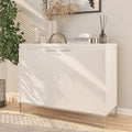 Industrial Brown Wood 2-Door Accent Cabinet with Golden Legs