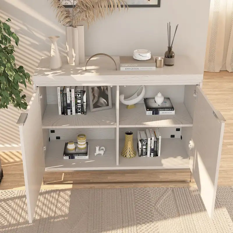 Industrial Brown Wood 2-Door Accent Cabinet with Golden Legs