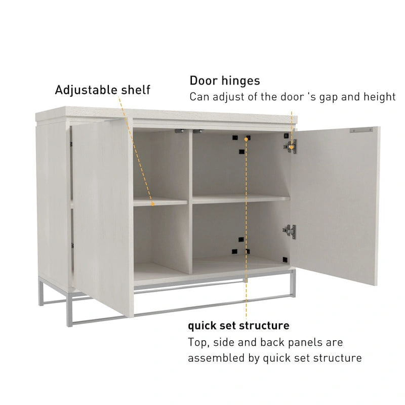 Industrial Brown Wood 2-Door Accent Cabinet with Golden Legs