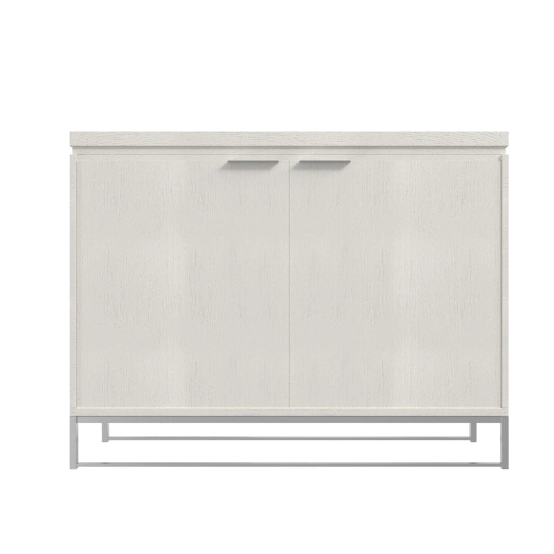 Industrial Brown Wood 2-Door Accent Cabinet with Golden Legs