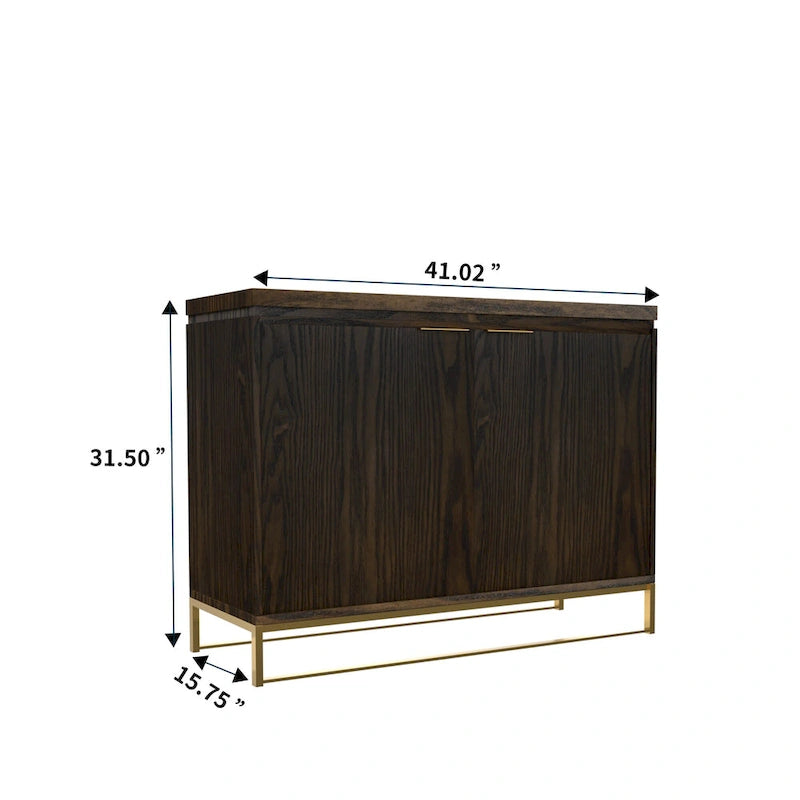Industrial Brown Wood 2-Door Accent Cabinet with Golden Legs