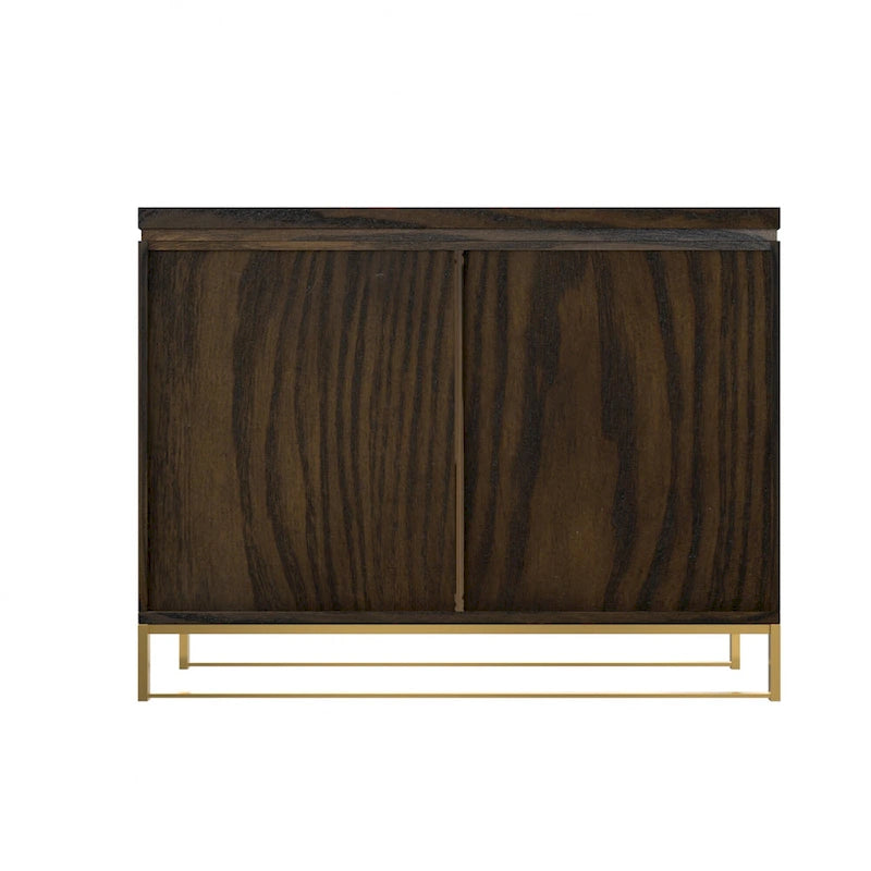 Industrial Brown Wood 2-Door Accent Cabinet with Golden Legs