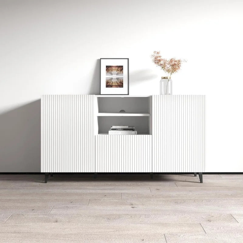 Matte Contemporary Sideboard - Modern Storage Cabinet for Living Room