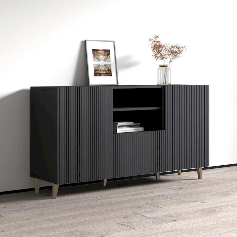 Matte Contemporary Sideboard - Modern Storage Cabinet for Living Room