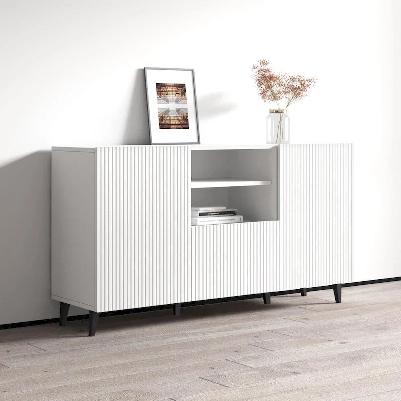 Matte Contemporary Sideboard - Modern Storage Cabinet for Living Room