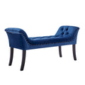 Velvet Tufted Accent Bench with Armrests - Button Tufted Design